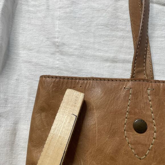 Frye Brown Melissa Simple Tote Bag Leather Pockets Casual Everyday Shoulder Bag - Picture 8 of 10